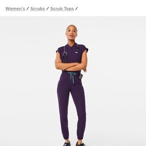 Figs Purple Short Sleeve Tee and Joggers Set